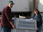 Alan and Mary-Beth transporting Atka to his new home.